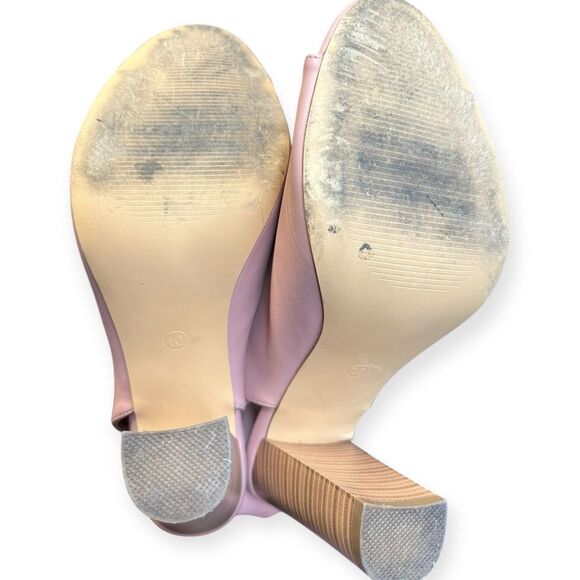 LILIANA Women’s Pink Lace-Up Peep Toe Chunky Heel Sandals Size 10 - Picture 6 of 6